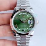 Noob Factory Rolex Presidential Day Date II Stainless Steel Olive Green Dial Watch